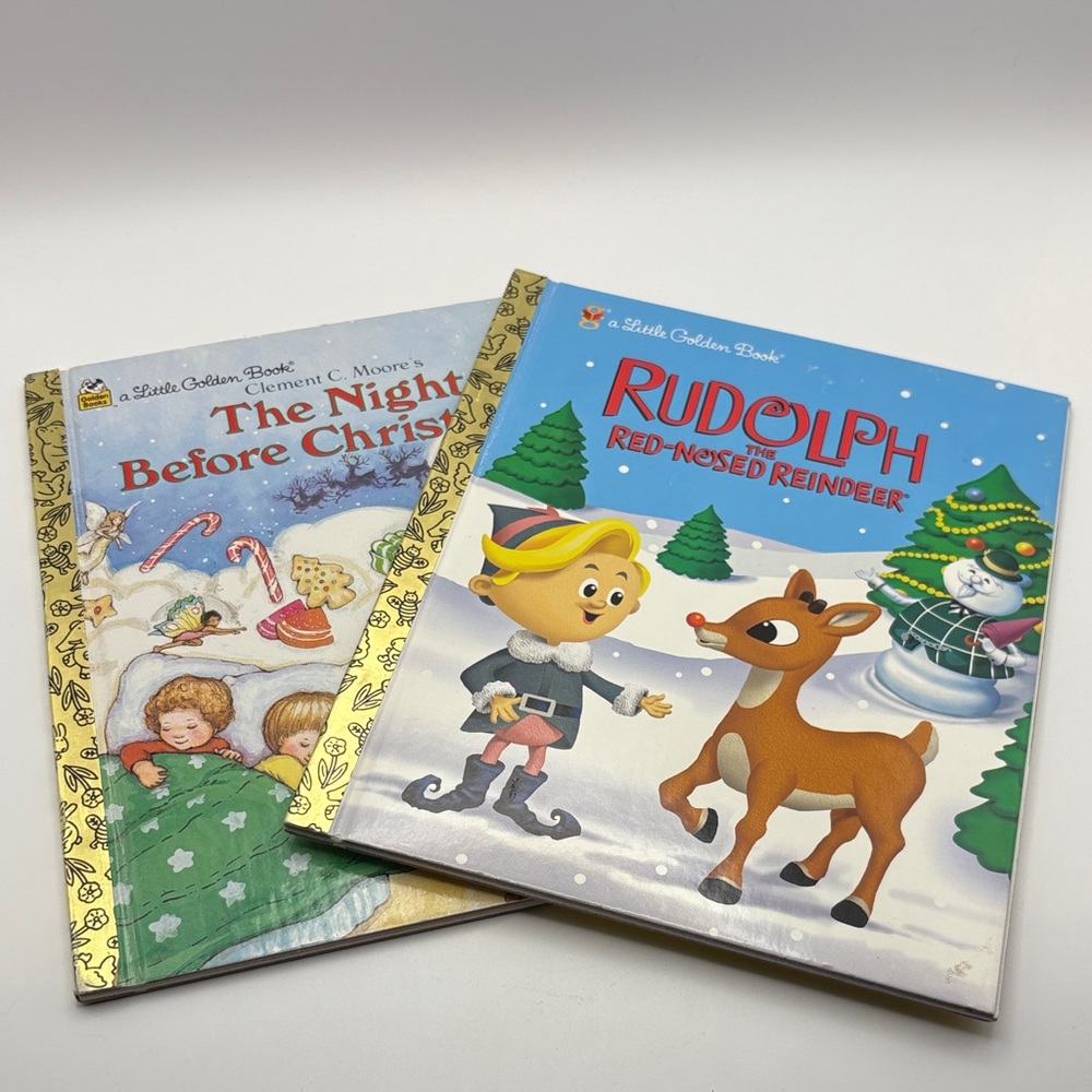 Vintage Christmas Little Golden Books  Rudolph & The Night Before Christmas